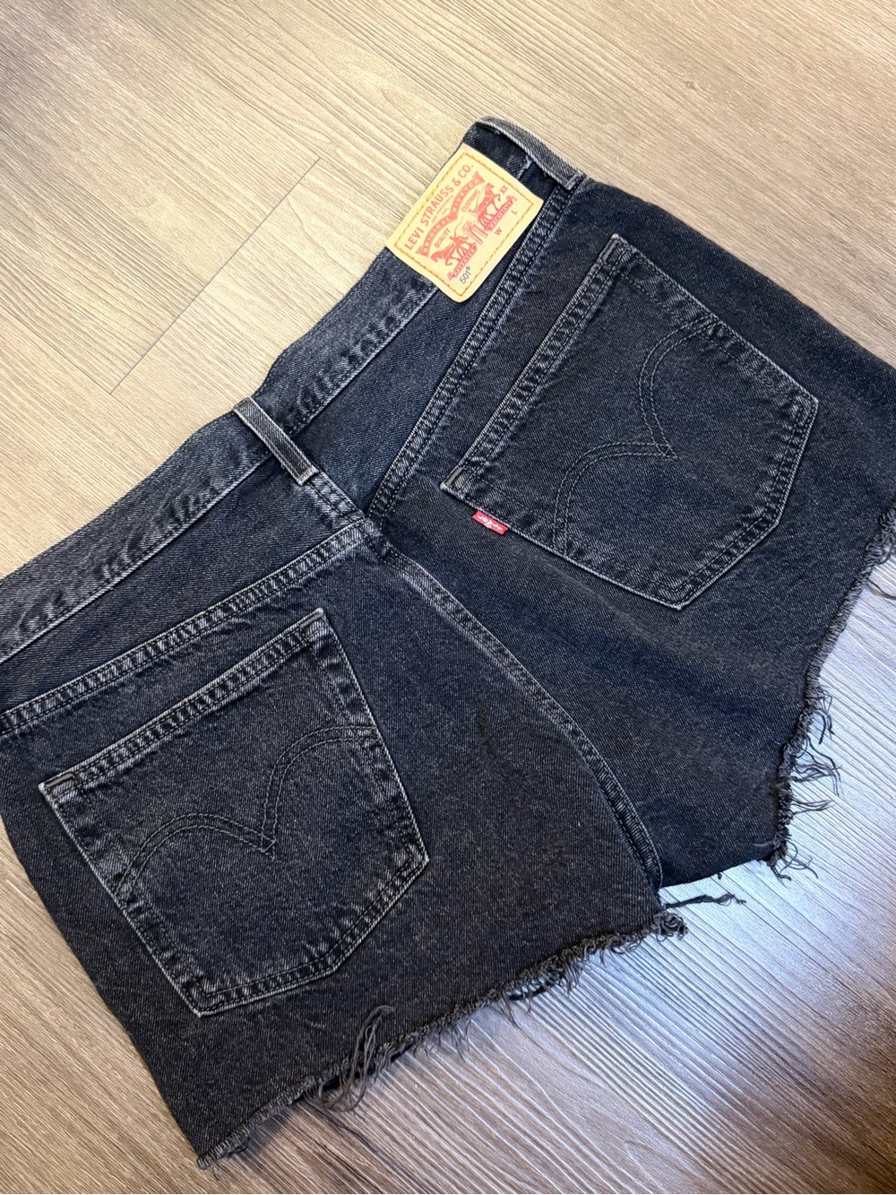 Levi's Black High-Rise Raw Hem Denim Cutoff Shorts